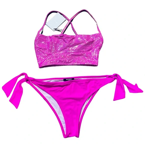 BALMAIN***Fuscia/iridescent Pink Bikini Set****US 4 $780 - Picture 2 of 7